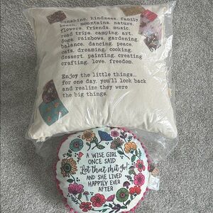 NATURAL LIFE Cream and Multicolor Inspirational Pillows